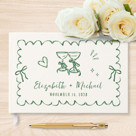 Whimsische wellenförmige Rahmen Hochzeit Hand geze Gästebuch