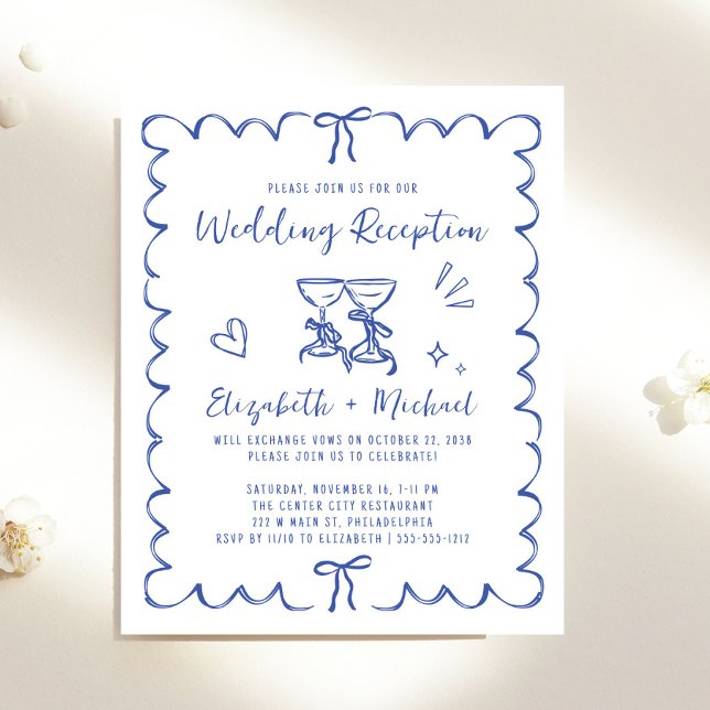 Whimsische wellenförmige Rahmen-Hochzeitsempfangs- (Whimsical Wavy Frame Wedding Reception Invitation)