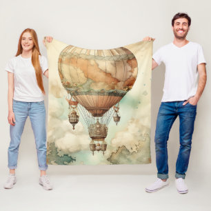 Whimsische Welt-Globus-Ballon Antique Teal Fleecedecke