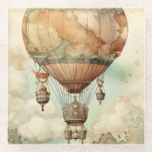 Whimsische Welt-Globus-Ballon Antique Teal Glasuntersetzer