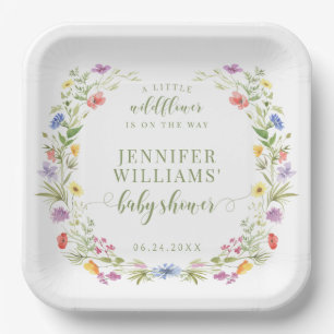 Whimsische Wiesen-Wildblumen-Boho-Babyparty für Mä Pappteller