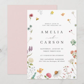 Whimsische Wiesenhochzeit-Wilde-Blumen-Hochzeitsei Einladung