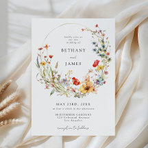 Whimsische Wildblumen-Hochzeitseinladung