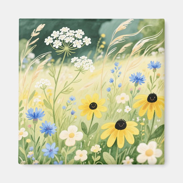Whimsische Wildblumenwiese  Magnet (Vorne)