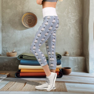 Whimsische Winter-Pinguin-Art-Nouveau-Schneeflocke Capri Leggings