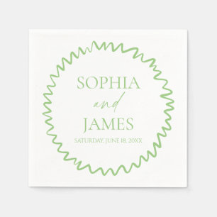 Whimsische Zitrus-Grüne Wellenrand-Hochzeit Serviette