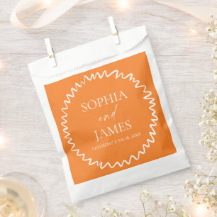 Whimsische Zitrus-Orange-Wellige-Rand-Hochzeit Geschenktütchen