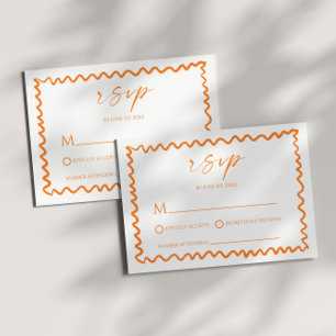 Whimsische Zitrus-Orange-Wellige-Rand-Hochzeit RSVP Karte