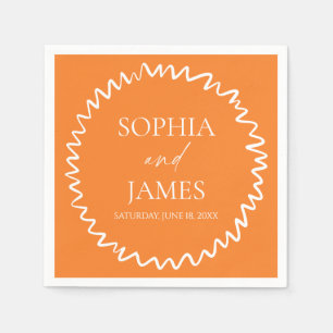 Whimsische Zitrus-Orange-Wellige-Rand-Hochzeit Serviette
