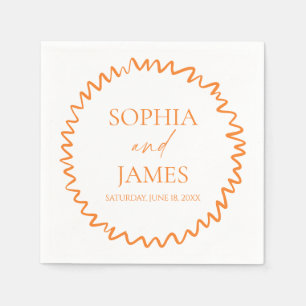Whimsische Zitrus-Orange-Wellige-Rand-Hochzeit Serviette