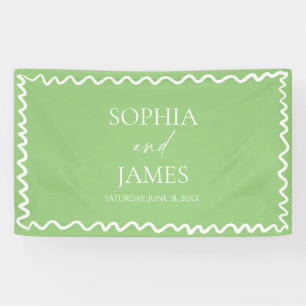 Whimsische Zitrusgrüne Wellige Rand Hochzeit Banner