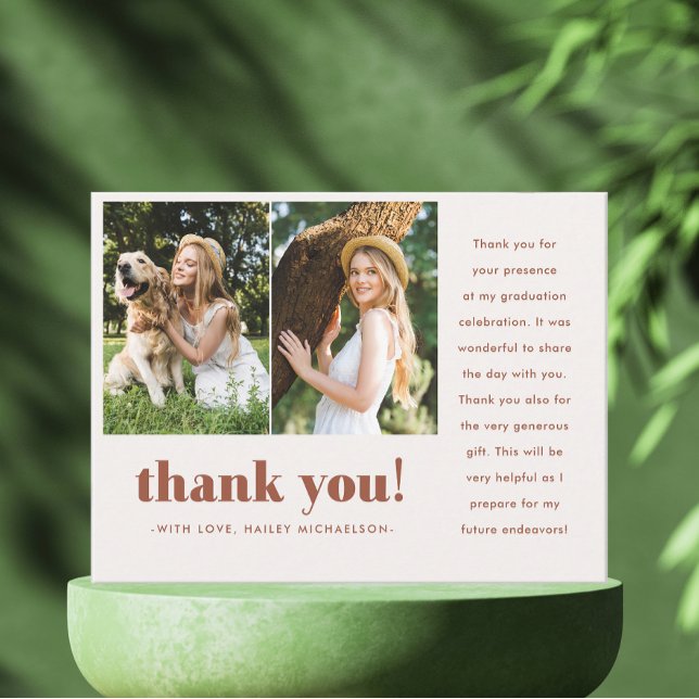 Whimsischer Abschluss Zwei Foto Danke Postkarte (Von Creator hochgeladen)