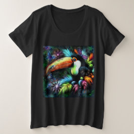 Whimsischer Abstrakt Toucan Bird Toucans Aquamarin Große Größe T-Shirt