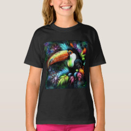Whimsischer Abstrakt Toucan Bird Toucans Aquamarin T-Shirt