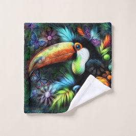 Whimsischer Abstrakt Toucan Bird Toucans Aquamarin Waschlappen