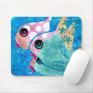 Whimsischer Abstrakter Fischstrand Nautical Aquama Mousepad