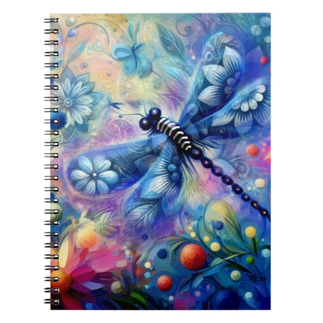 Whimsischer Abstrakter Libellenfliege Aquamarin Bl Notizblock (Vorderseite)