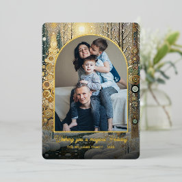 Whimsischer Abstrakter Winter Wonderland Art Gold Folien Feiertagskarte