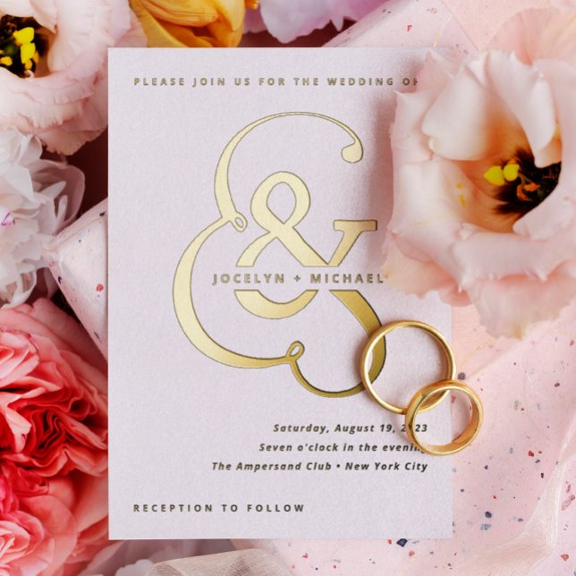 Whimsischer Ampersand | Hochzeit mit Gold und Weiß Folieneinladung (Von Creator hochgeladen)