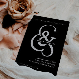 Whimsischer Ampersand Moody Black Wedding Einladung