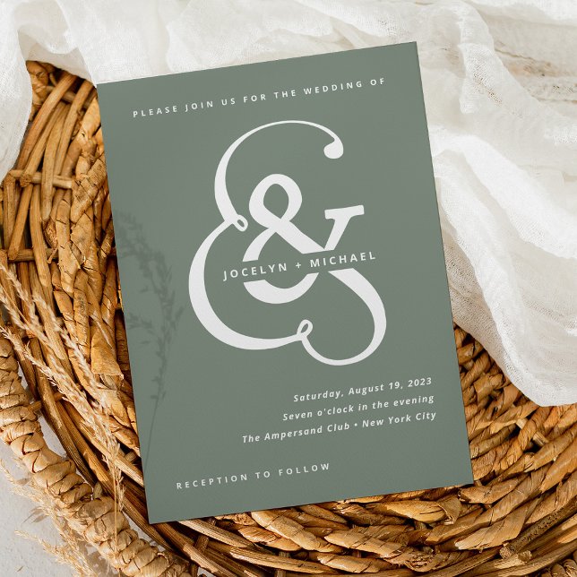 Whimsischer Ampersand | Sage Green Wedding Einladung (Von Creator hochgeladen)