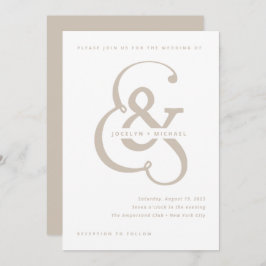 Whimsischer Ampersand | Weiße und beige Hochzeit Einladung