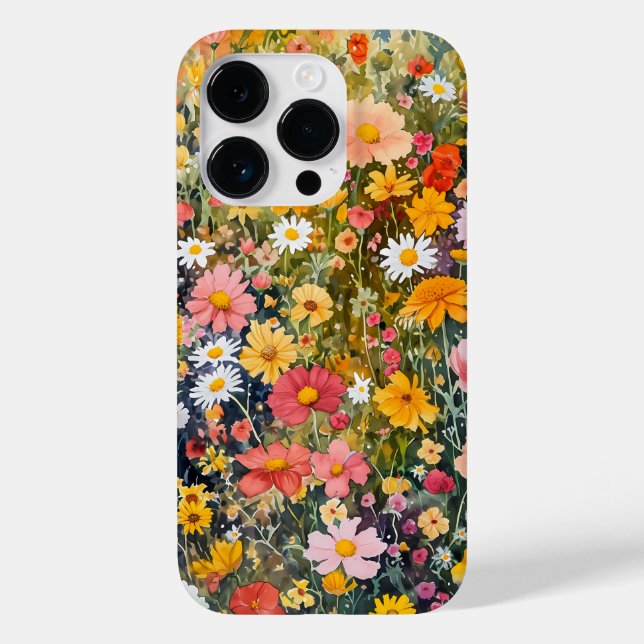 Whimsischer Aquarell Wildblumen Fantasie-Blume Case-Mate iPhone Hülle (Rückseite)