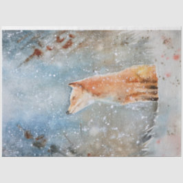 Whimsischer Aquarellfox im Schneewald Weihnachten Seidenpapier