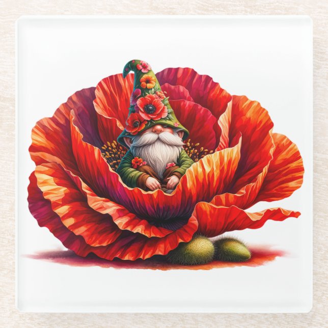 Whimsischer Aquarellgarten Glasuntersetzer (Vorderseite)