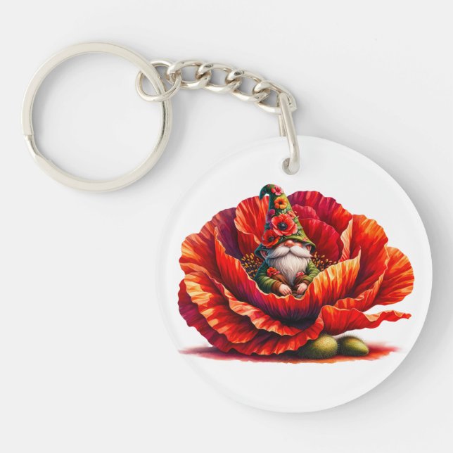 Whimsischer Aquarellgarten Schlüsselanhänger (Vorderseite)