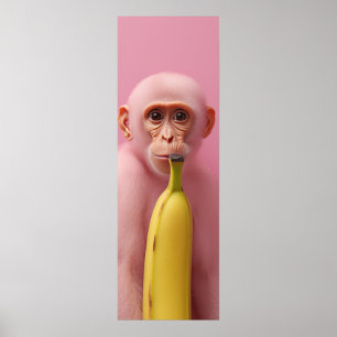 Whimsischer Banane und rosa Monkey Poster