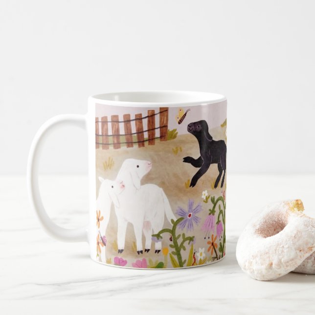 Whimsischer Bauernfreund - Tasse des Tierkaffees,  (Mit Donut)