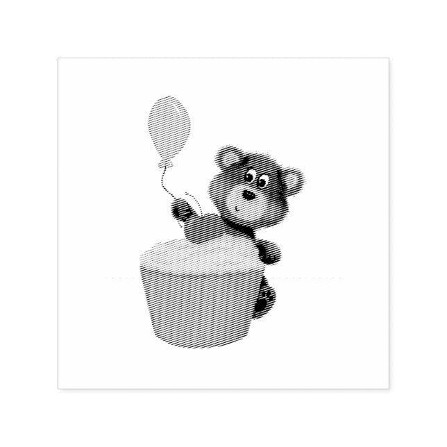 Whimsischer Birthday Bear & Cherry Cupcake Party Permastempel (Design)