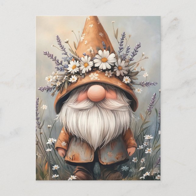 Whimsischer Blume Gnome: Adorable Water Color Art Postkarte (Vorderseite)