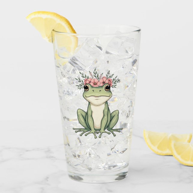 Whimsischer Blumenfrosch Kernkunst Glas (Vorderseite Ice)