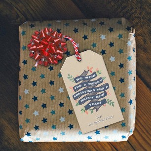 Whimsischer Blumenweihnachtsbanner Geschenkanhänger