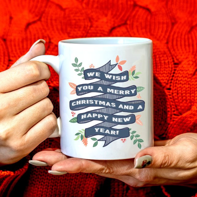 Whimsischer Blumenweihnachtsbanner Kaffeetasse (Von Creator hochgeladen)