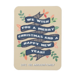 Whimsischer Blumenweihnachtsbanner Magnet