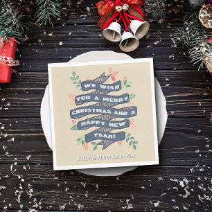 Whimsischer Blumenweihnachtsbanner Serviette