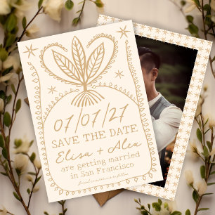 Whimsischer Boho-Rahmen SAVE THE DATE INDIVIDUELLE