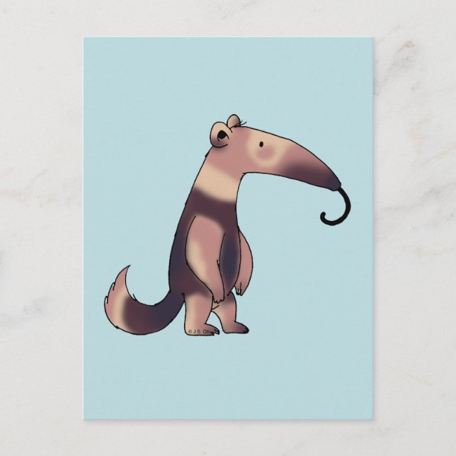 Whimsischer Cartoon Anteater Art Postkarte (Vorderseite)
