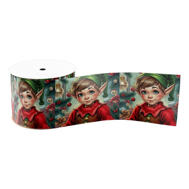 Whimsischer Cartoon-Elf | Weihnachten Ripsband (Spule)
