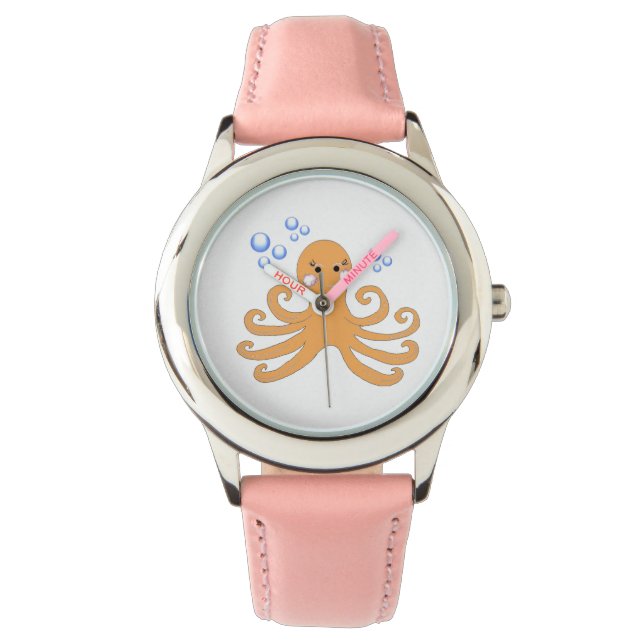 Whimsischer Cartoon Octopus Armbanduhr (Vorderseite)