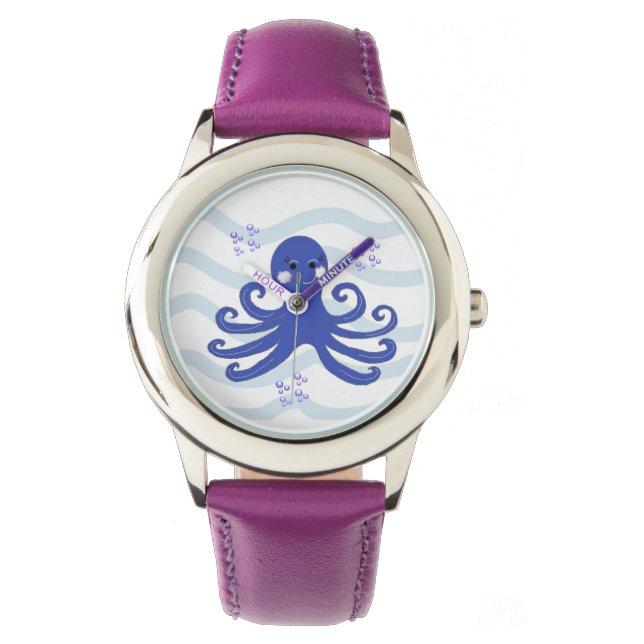 Whimsischer Cartoon Octopus Armbanduhr (Vorderseite)