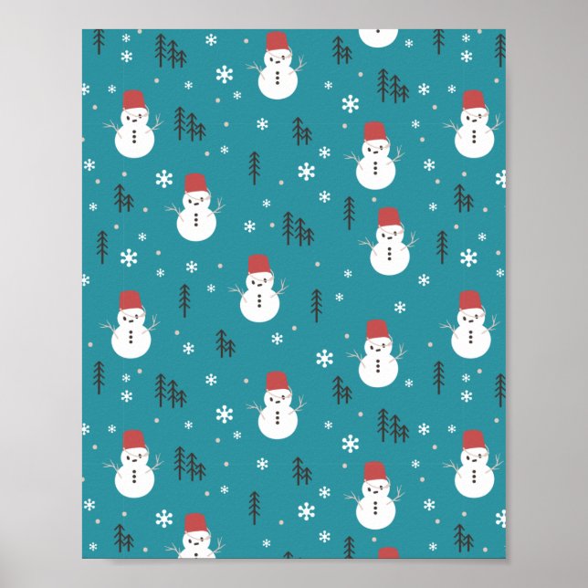 Whimsischer Cartoon Snowmen im Winter Poster (Vorne)