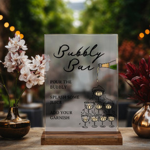 Whimsischer Champagner Prosecco Bubbly Bar Acrylschild