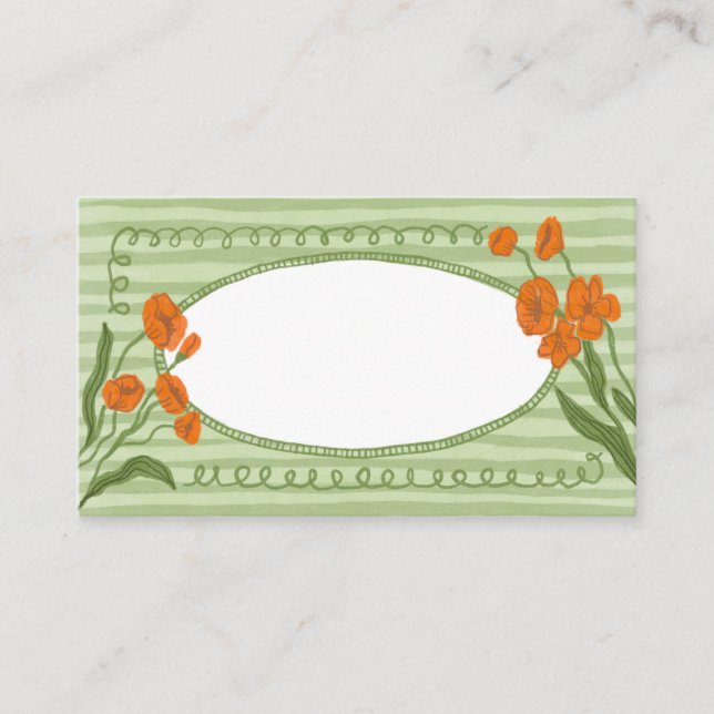 Whimsischer Charming Green Orange Garden Celebrati Platzkarte (Vorderseite)