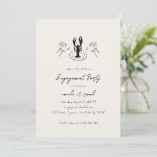 Whimsischer Cocktail & Lobster-Engagement Einladung