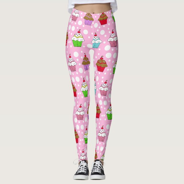 Whimsischer Cupcakes Leggings (Vorderseite)