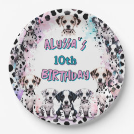 Whimsischer Dalmatiner Welpe Geburtstagsparty Pappteller